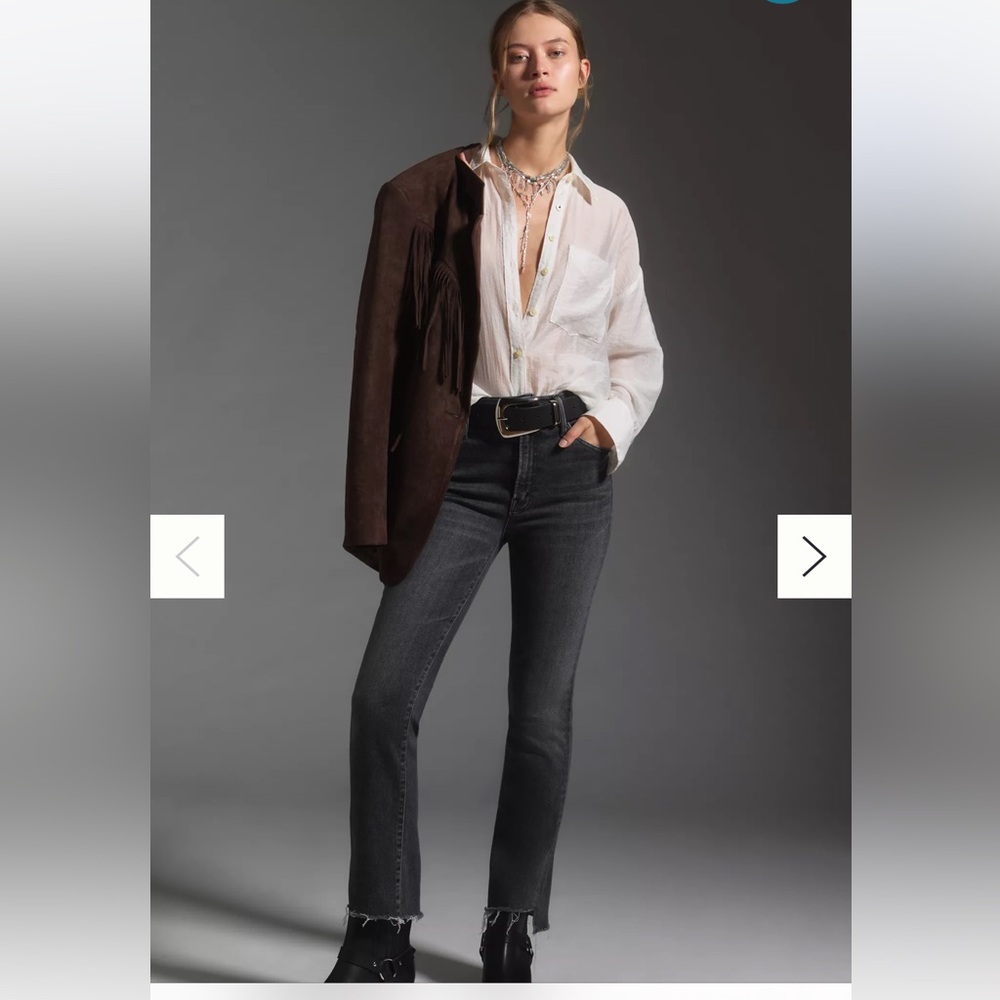 NWT MOTHER THE INSIDER CROP STEP FRAY JEANS- UP IN SMOKE